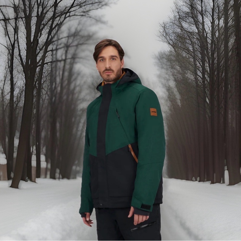 Men's Green and Black Hooded Winter Jacket